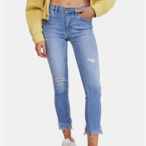Free People Great Heights Raw Hem Skinny Jeans